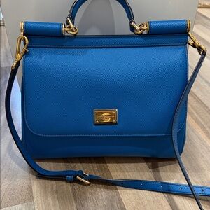 Dolce & Gabbana Royal Blue Satchel with Gold Accents